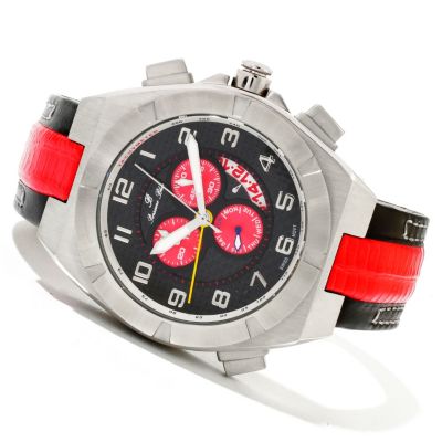 PORSAMO BLEU MEN'S IBIZA SWISS QUARTZ CHRONO CARBON FIBER LEATHER STRAP WATCH