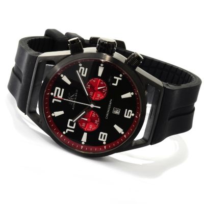 619-780 - Adee Kaye Men's Raven Quartz Chronograph Stainless Steel Strap Watch