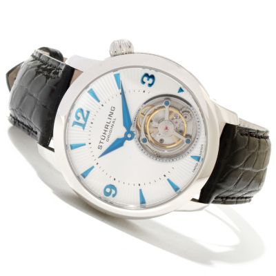 Stuhrling Original Men's Eclipse Mechanical Tourbillon Leather Strap Watch