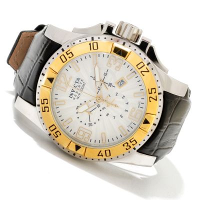 619-812 - Invicta Reserve Men's Excursion Elegant Swiss Quartz Chronograph Leather Strap Watch