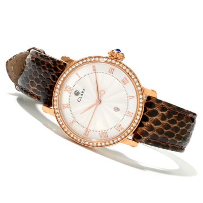 CLARA WOMEN'S CRYSTAL ACCENTED QUARTZ STRAP WATCH