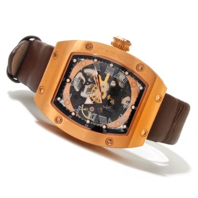 CONSTANTIN WEISZ MEN'S AUTOMATIC SKELETON DIAL STRAP WATCH