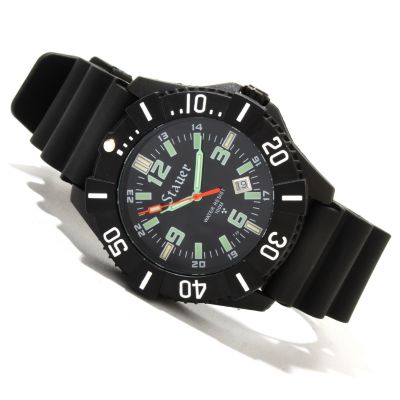 619-959 - Stauer Men's Stealth Tritium Quartz Black Rubber Strap Watch