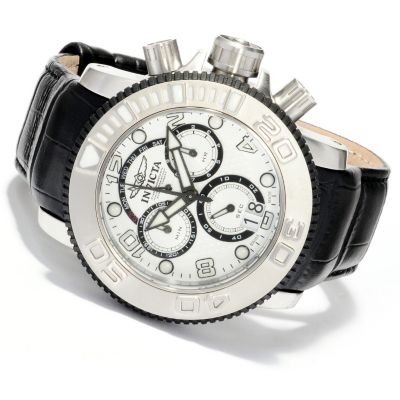 619-980 - Invicta Men's Sea Hunter Elegant Swiss Made Quartz Chronograph Leather Strap Watch