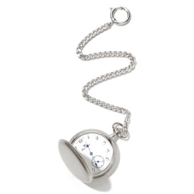 JEAN MARCEL MEN'S SWISS MADE RODIUM PLATED MECHANICAL POCKET WATCH