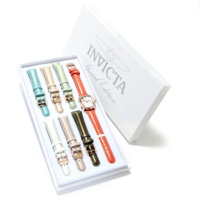 INVICTA WOMEN'S BABY LUPAH QUARTZ MOP DIAL 7 PIECE LEATHER STRAP SET