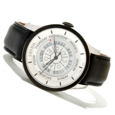 Gevril Men's Columbus Circle Swiss Made Automatic Leather Strap Watch