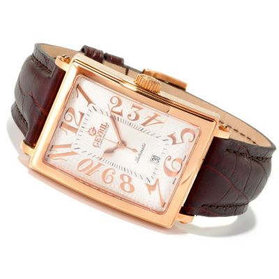 Gevril Men's Avenue of Americas Swiss Made Automatic Leather Strap Watch
