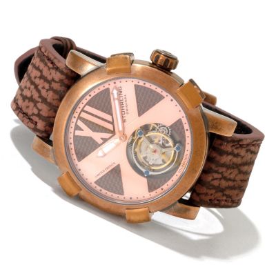 Stuhrling Original Men's Devilray Tourbillon Mechanical Sharkskin Strap Watch
