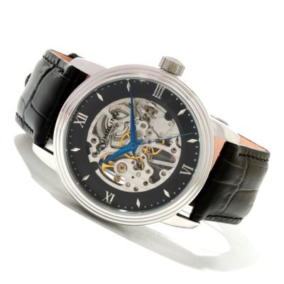 Stuhrling Original Men's Delphi Vienna Mechanical Skeleton Leather Strap Watch