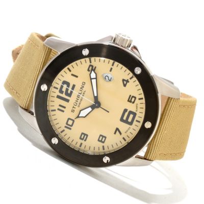 Stuhrling Original Men's Pilot Ace Quartz Canvas Strap Watch