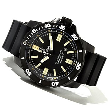 95 - Deep Blue Men's Day/Night Ops Pro Flat Tube Automatic 316L Stainless Steel Silicone Strap Watch 