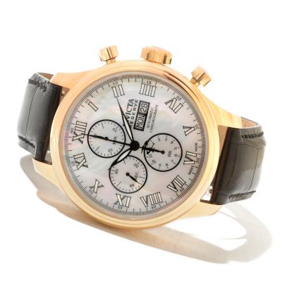 INVICTA RESERVE MEN'S SPECIALTY VALJOUX 7750 MOP DIAL 18K GOLD CASE STRAP WATCH