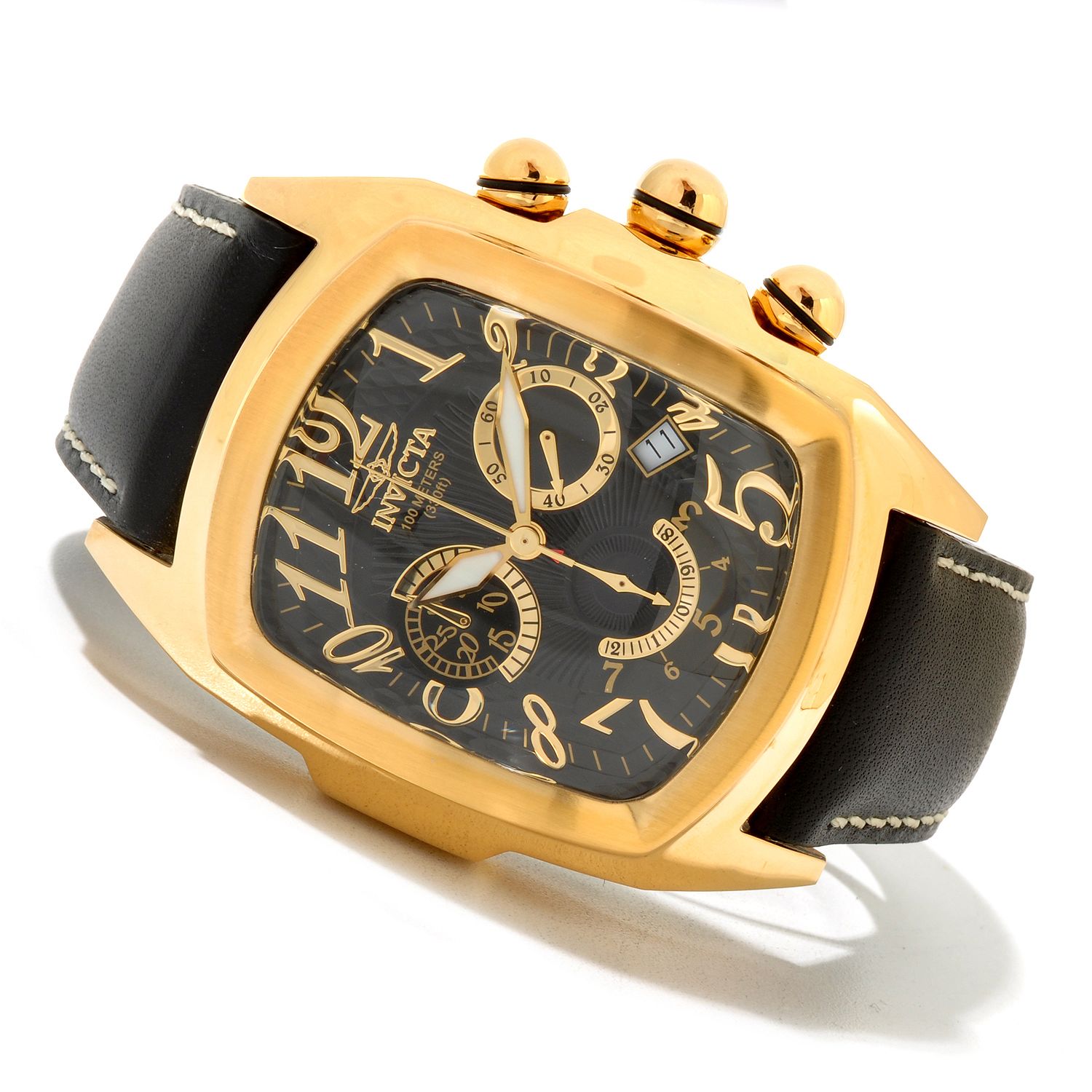 New Invicta Men's Dragon Lupah Quartz Chronograph Leather Strap Watch