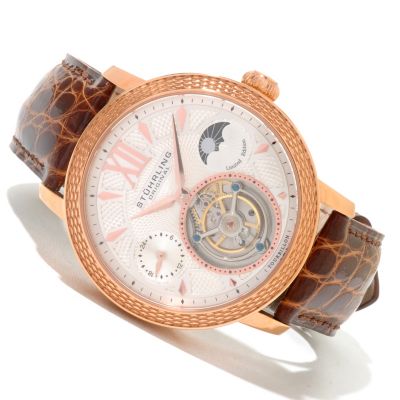 620-283 - St&uuml;hrling Original Men's Damier Limited Edition Mechanical Alligator Strap Watch