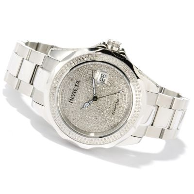 INVICTA MEN'S PRO DIVER SWISS MADE AUTO 4CTW DIAMOND PAVE BRACELET WATCH