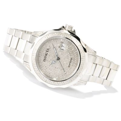 INVICTA MEN'S PRO DIVER SWISS MADE AUTO 2.85CTW DIAMOND PAVE BRACELET WATCH
