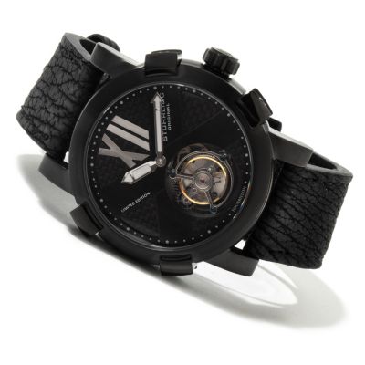 Stuhrling Original Men's Devilray Tourbillon Mechanical Sharkskin Strap Watch