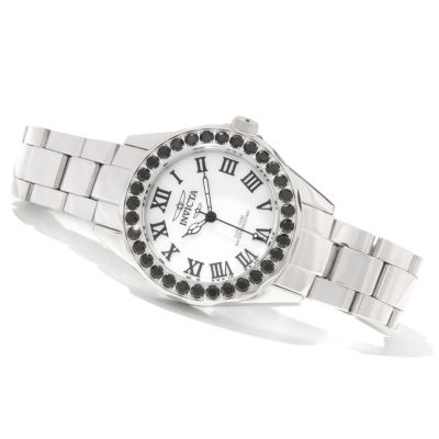 INVICTA WOMEN'S PRO DIVER BLACK SPINEL MOP DIAL STAINLESS STEEL BRA WATCH