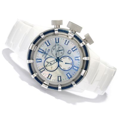 INVICTA MEN'S BOLT SPORT QUARTZ CHRONO MOP DIAL CERAMIC BRACELET WATCH