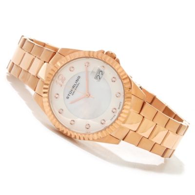 Stuhrling Original Women's Lady Clipper Pearl Quartz Bracelet Watch