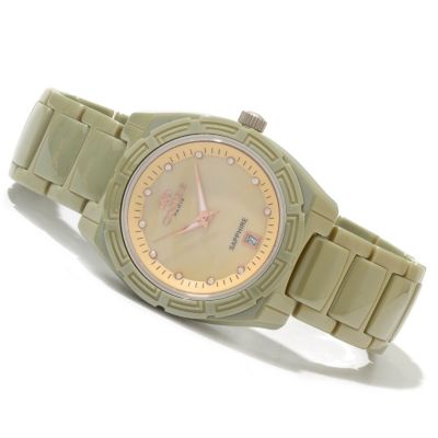 620-480 - Oniss Women's Dream Quartz Crystal Accented Ceramic Bracelet Watch