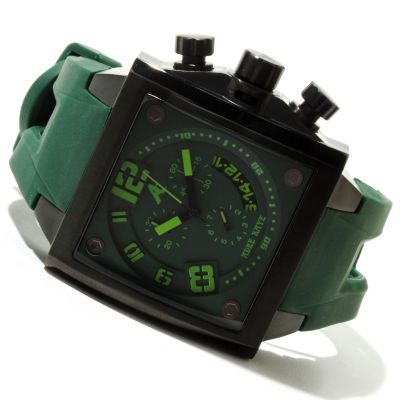 Adee Kaye Men's Stainless Steel Chronograph Rubber Strap Watch