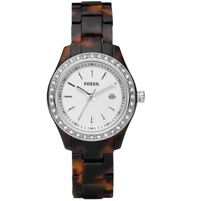 620-554 - Fossil Women's Glitz  Quartz Faux Tortoise Plastic Bracelet Watch