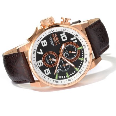 INVICTA MEN'S I FORCE QUARTZ CHRONOGRAPH LEATHER STRAP WATCH