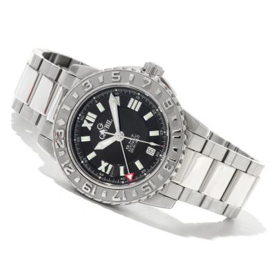 Gevril Men's Sea Cloud Swiss Made GMT Automatic Stainless Steel Bracelet Watch