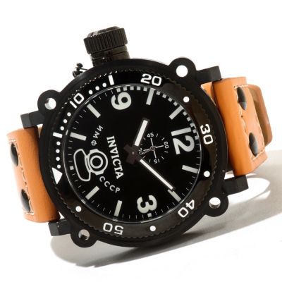 INVICTA MEN'S RUSSIAN DIVER LEFTY QUARTZ LEATHER STRAP WTACH