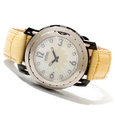 RITMO MUNDO PERSEPOLIS CLASSIQUE ORBITAL CASE DUAL TIME SWISS QUARTZ STRAP WATCH