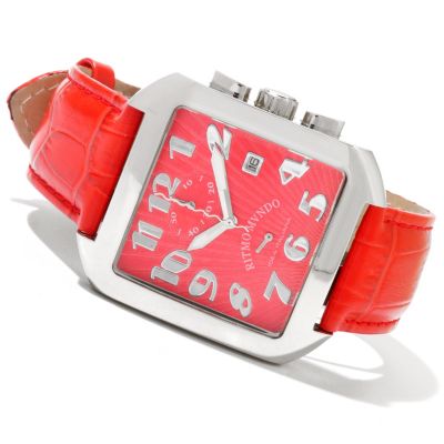 RITMO MUNDO MID-SIZE PIAZZA ITALIAN DESIGN QUARTZ LEATHER STRAP WATCH
