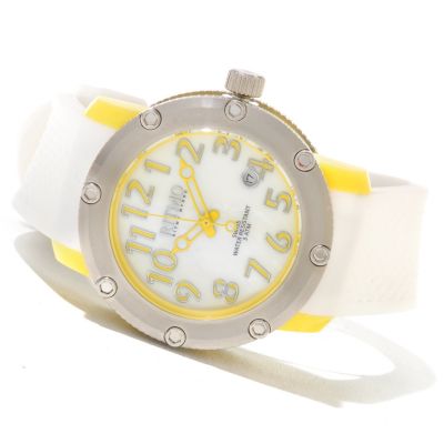 RITMO MUNDO LADIES CARNIVAL MOP DIAL SWISS QUARTZ RUBBER STRAP WATCH