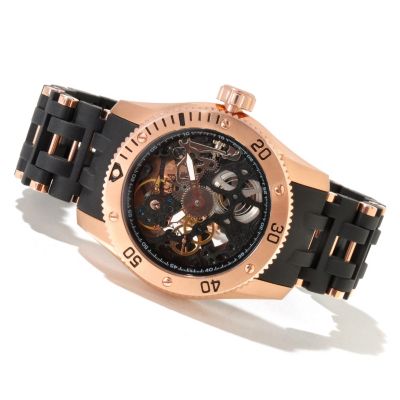 INVICTA MEN'S SEA SPIDER MECHANICAL SKELETON DIAL PU/STAINLESS BRACELET WATCH