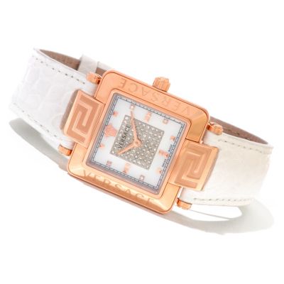 Versace Women's Reve Carre MOP Swiss Made Quartz Strap Watch