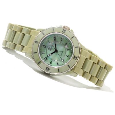 Oniss Women's Ceramic Date MOP Dial Bracelet Watch