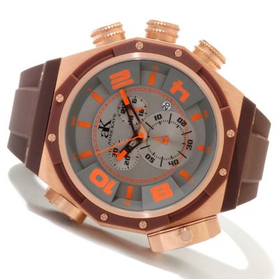 Adee Kaye Men's Chronograph Dual Time Silicon Strap Watch