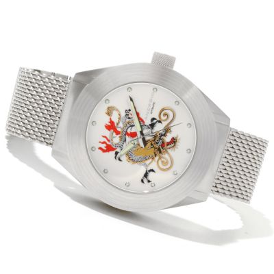 621-040 - Android Men's Tattooed Dragon Automatic Stainless Steel Bracelet Watch
