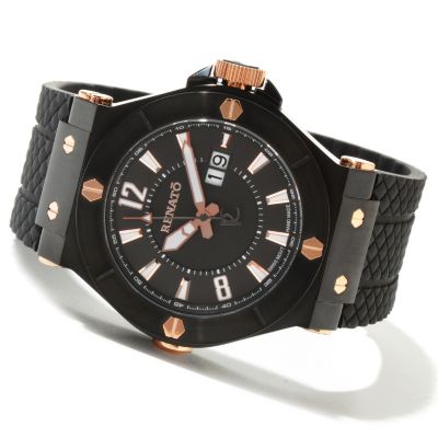 RENATO MEN'S WILDE-BEAST QUARTZ RUBBER STRAP WATCH