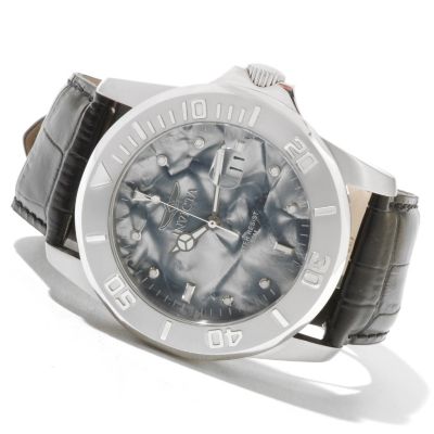 INVICTA MEN'S PRO DIVER QUARTZ MOVEMENT MOP DIAL LEATHER STRAP WATCH