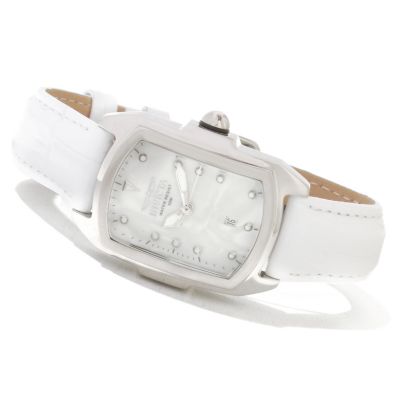 INVICTA WOMEN'S BABY LUPAH QUARTZ MOVEMENT MOP DIAL LEATHER STRAP WATCH