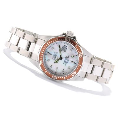 INVICTA WOMEN'S PRO DIVER QUARTZ MOP DIAL STAINLESS BRACELET WATCH