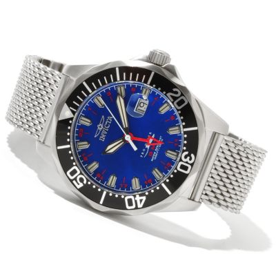 621-307 - Invicta Men's Pro Diver Swiss Quartz GMT Mesh Stainless Steel Bracelet Watch