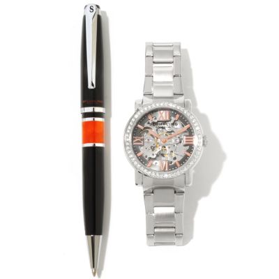 TTV Stuhrling Original Men's/Women's Winchester Supreme Automatic Watch W/Pen