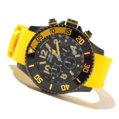 INVICTA MEN'S PRO DIVER QUARTZ CHRONOGRAPH CARBON FIBER DIAL PU STRAP WATCH