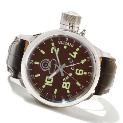INVICTA MEN'S RUSSIAN DIVER QUARTZ GMT ALLIGATOR STRAP WATCH