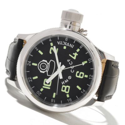 621-563 - Invicta Men's Russian Diver Quartz GMT Alligator Strap Watch