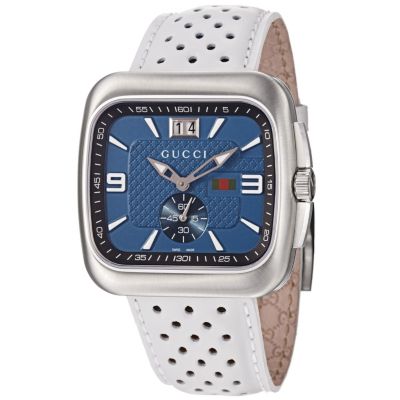 621-623 - Gucci Women's Coupe Swiss Quartz Blue Dial Leather Strap Watch