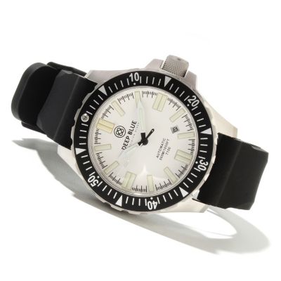 621-705 - Deep Blue Men's T-100 Tritium Military Diver Automatic Stainless Steel Silicone Strap Watch 